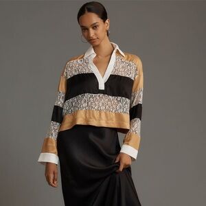 Maeve by Anthropologie Long Sleeve Paneled Rugby Top XS NWT SOLD OUT